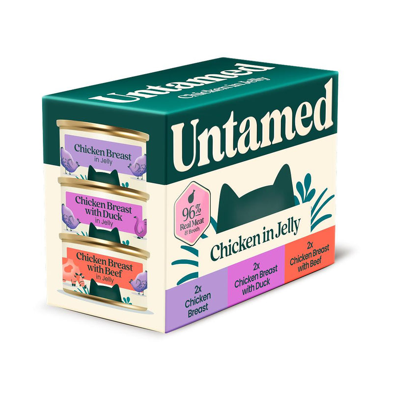 Untamed wet cat food chicken selection box 6x75g (British brand)