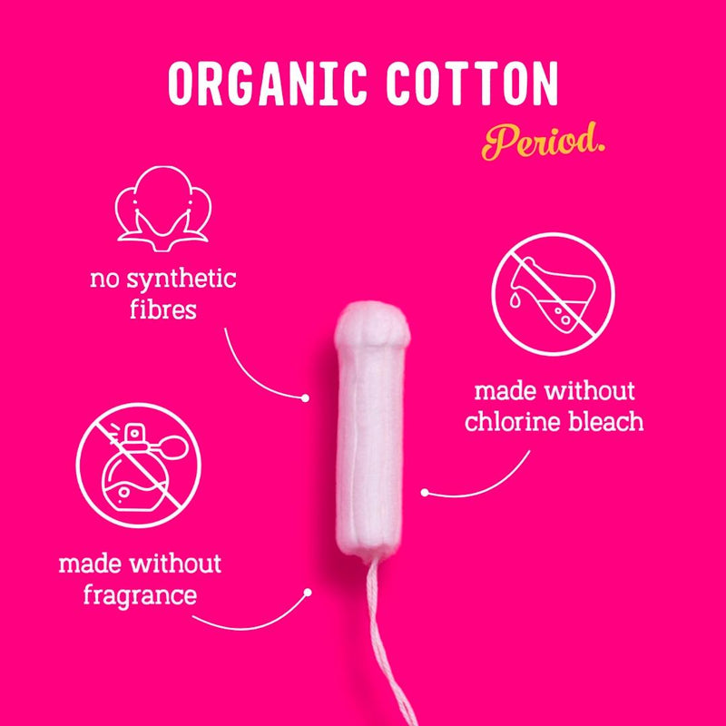Flo organic cotton tampons combo pack 8 regular + 6 super, imported from the UK