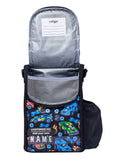 Smiggle black kids lunchbox with ID windows and strap (British brand)