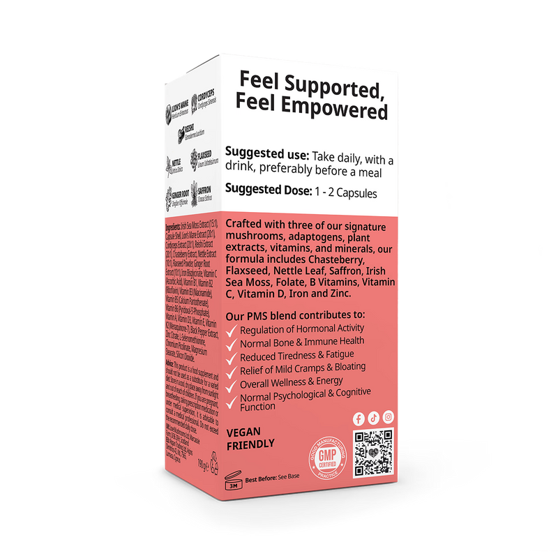 Love Mushrooms Empower PMS supplement blend 60 capsules (British brand)