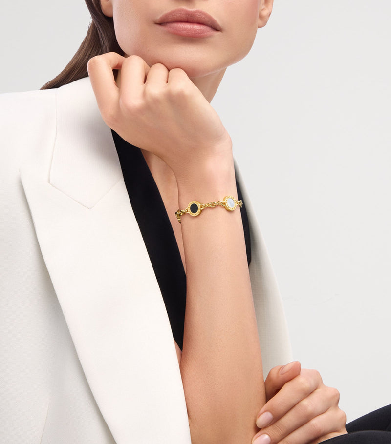 Bvlgari yellow gold mother-of-pearl onyx bracelet (British brand)
