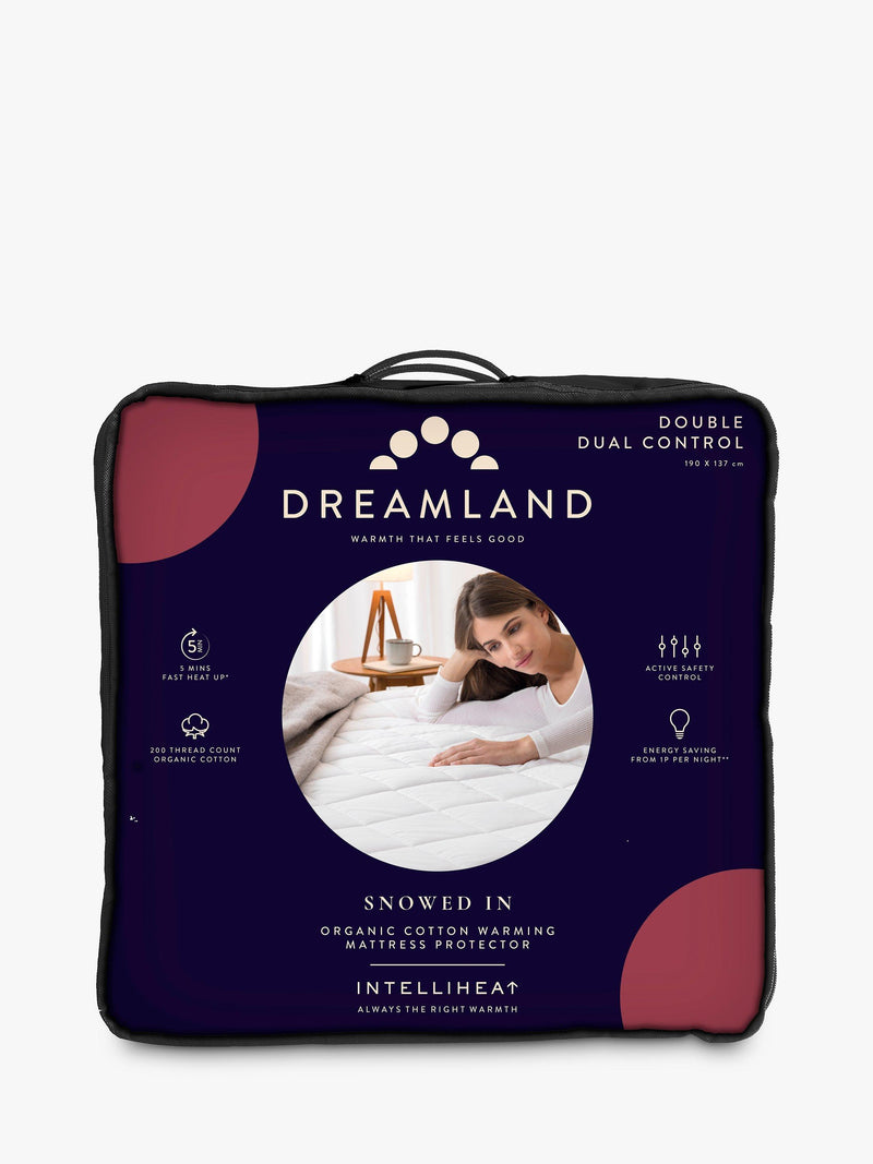 Dreamland organic cotton heated mattress protector double white - British product
