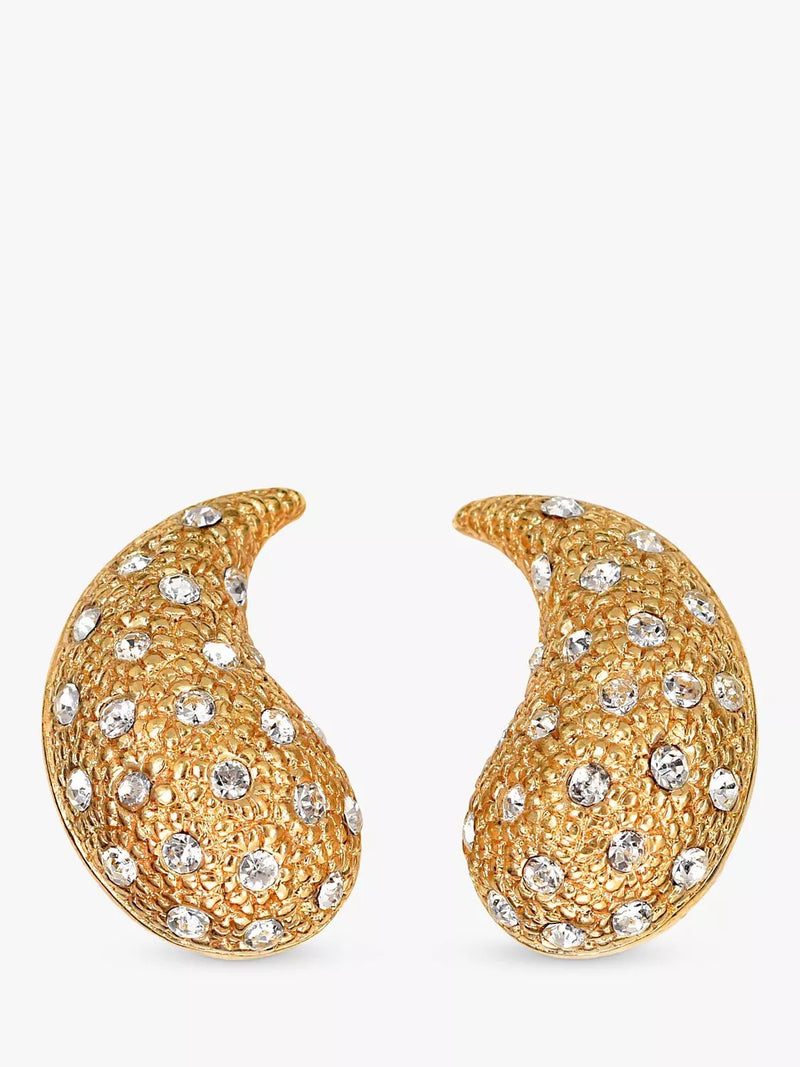Eclectica Pre-Loved Swarovski Crystal Large Comma Clip-On Stud Earrings