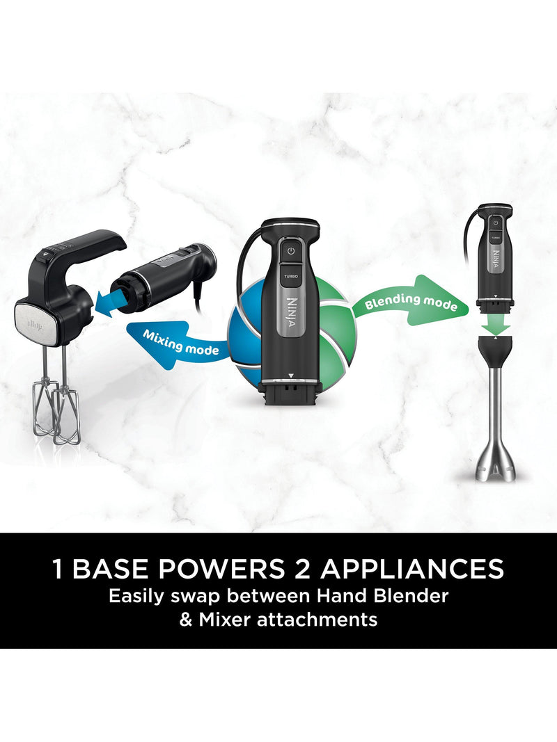 Ninja 2-in-1 immersion blender mixer silver black, imported from UK
