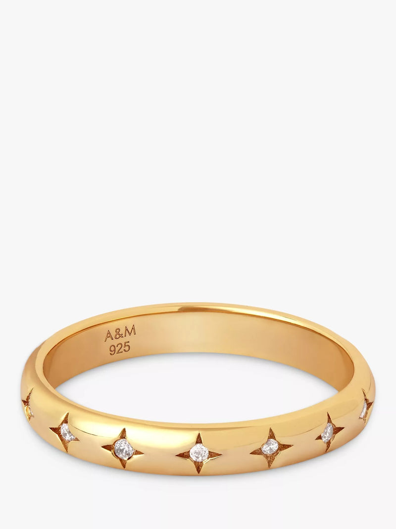 Astrid & Miyu Cosmic Star Crystal Band Ring, Gold, P