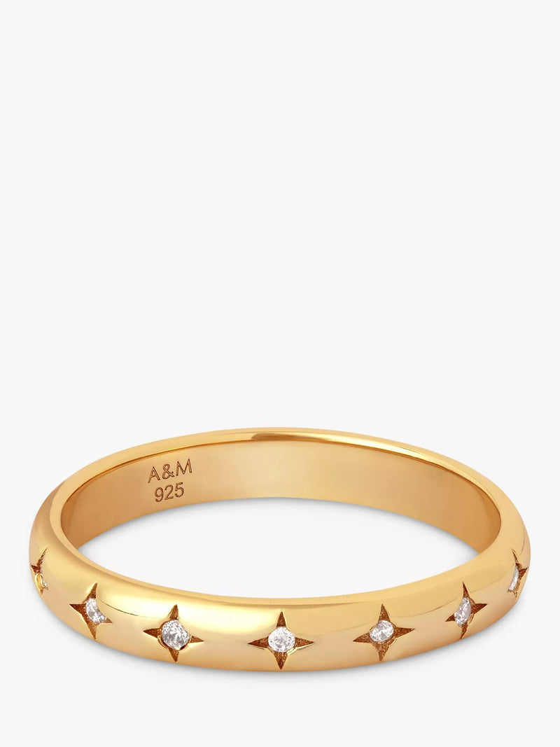 Astrid & Miyu Cosmic Star Crystal Band Ring, Gold, S