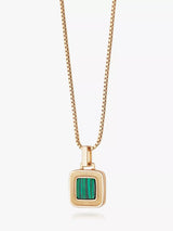 John Lewis Daisy London Malachite Square Pendant Necklace Gold/Green- Buy online at McGrocer