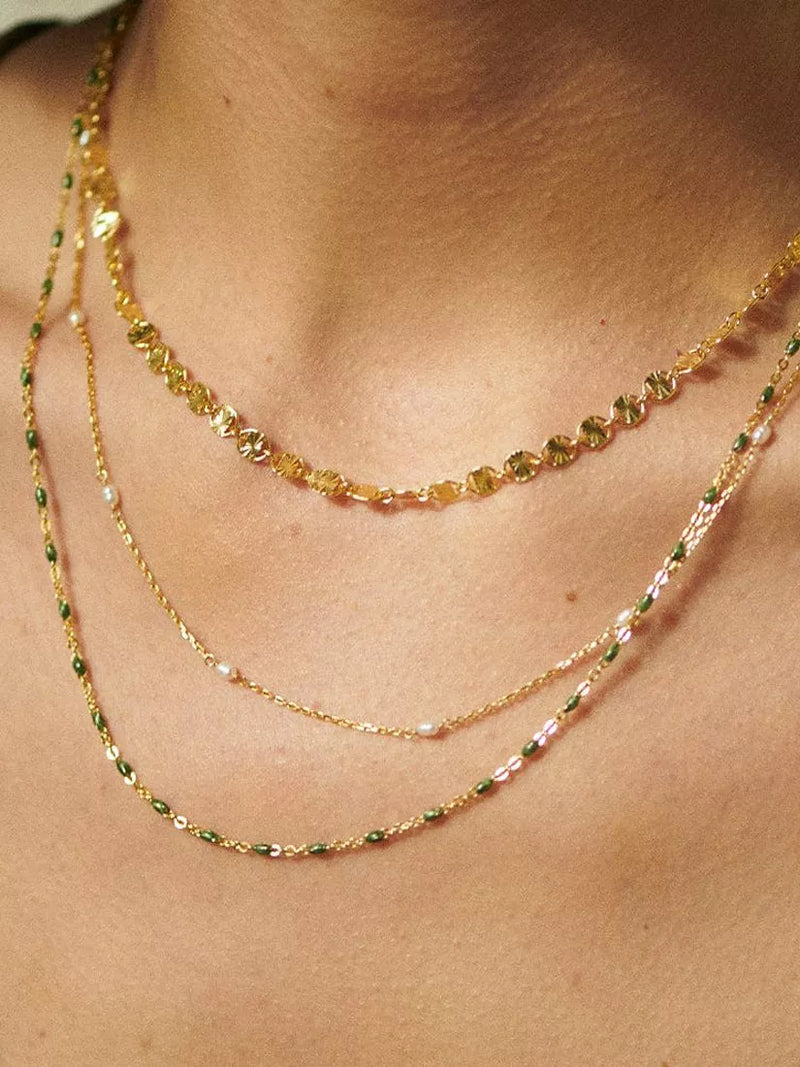 Daisy London enamel bead chain necklace gold plated (British brand)