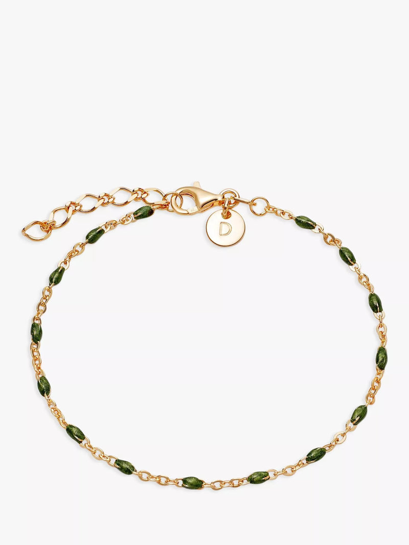 Daisy London enamel bead chain bracelet gold plated 16cm (British brand)
