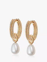 John Lewis Daisy London Baroque Pearl Hoop Earrings Gold/White 0.9cm Drop- Buy online at McGrocer