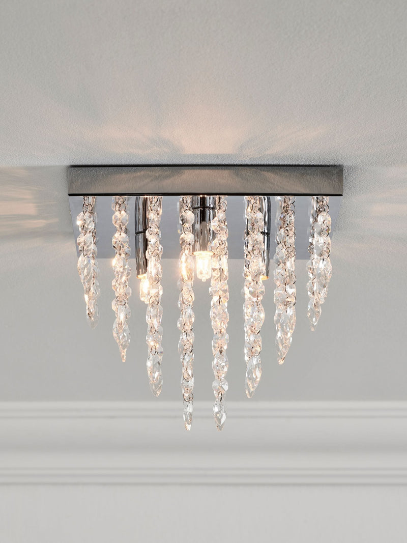 Chrome Elena 3 light flush ceiling light (British brand)