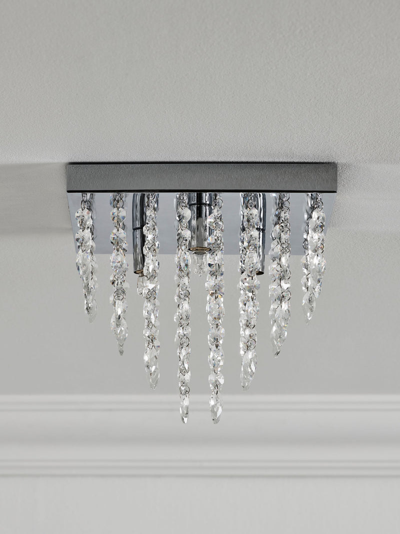 Chrome Elena 3 light flush ceiling light (British brand)
