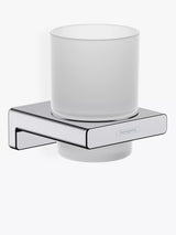 John Lewis Frosted Glass Toothbrush Tumbler with Wall-Mounted Holder- Buy online at McGrocer