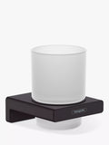 Frosted Glass Toothbrush Tumbler with Wall-Mounted Holder