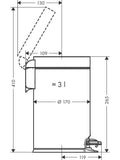 Hansgrohe bathroom pedal bin 3L, UK version