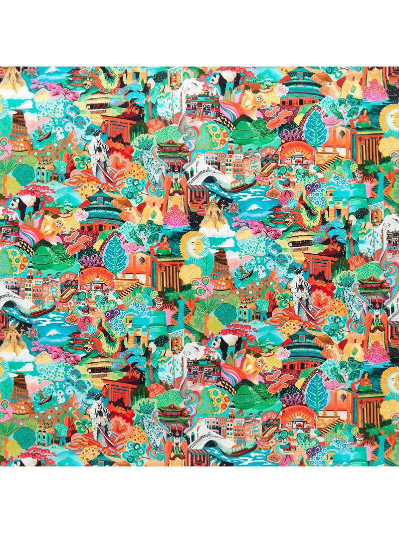 Harlequin velvet fabric Journey of Discovery map print 136.8cm wide - British product