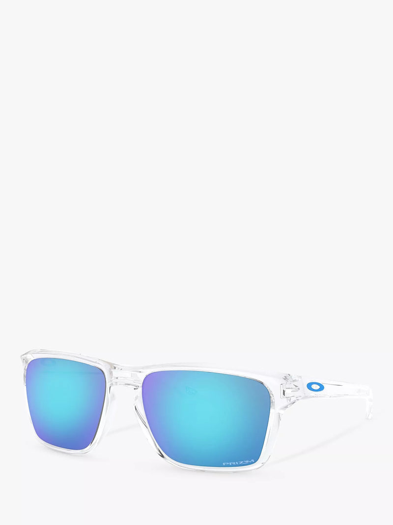 Oakley Sylas rectangular sunglasses clear frame mirrored blue (British brand)
