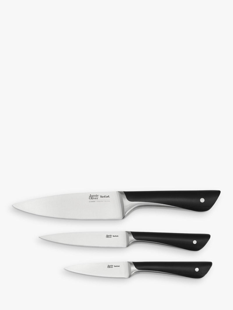 Tefal German stainless steel knife set with chef's, utility, and paring knives, 3 piece, UK version