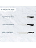 Tefal German stainless steel knife set with chef's, utility, and paring knives, 3 piece, UK version