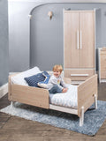 Boori white and oak cot bed set with mattress and chest - British product