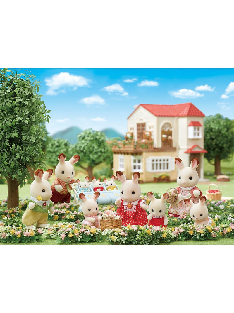Sylvanian Families Chocolate Rabbit Family toy set, imported from the UK