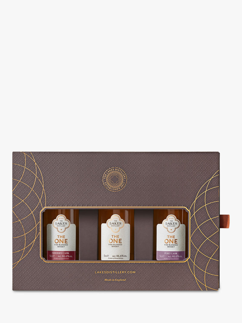 The Lakes Distillery blended whisky collection with Port, Sherry, and Fine Blend finishes, 3x5cl miniatures (British brand)