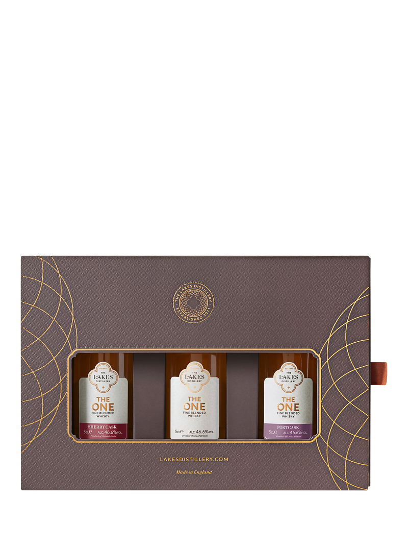 The Lakes Distillery blended whisky collection with Port, Sherry, and Fine Blend finishes, 3x5cl miniatures (British brand)