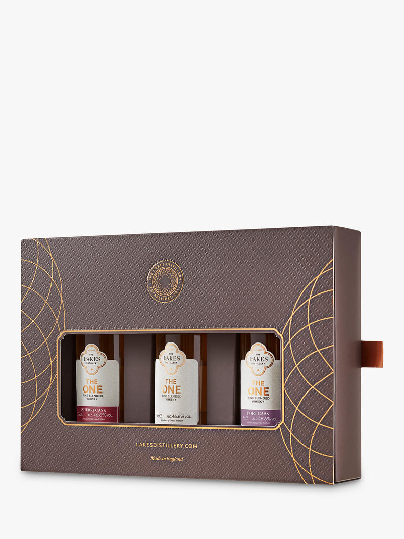 The Lakes Distillery blended whisky collection with Port, Sherry, and Fine Blend finishes, 3x5cl miniatures (British brand)