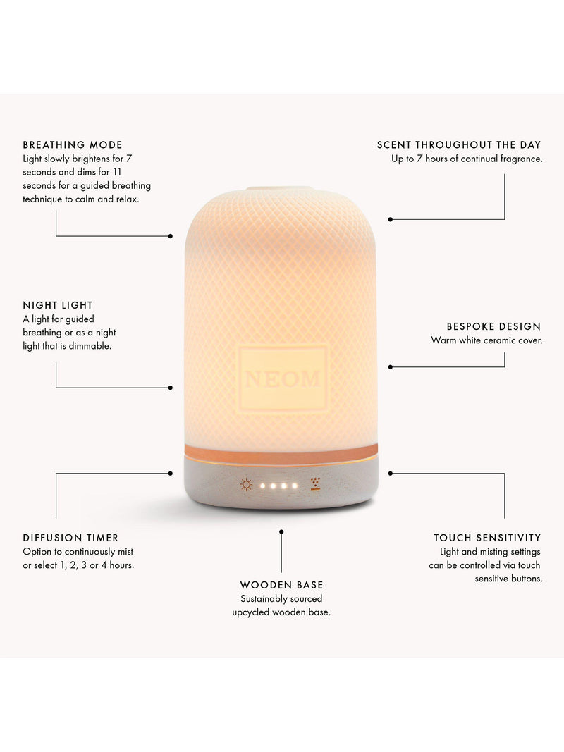 NEOM Wellbeing London Pod White Aromatherapy Diffuser, imported from the UK