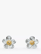 John Lewis Kit Heath Wood Rose Flower Stud Earrings, Silver/Gold- Buy online at McGrocer