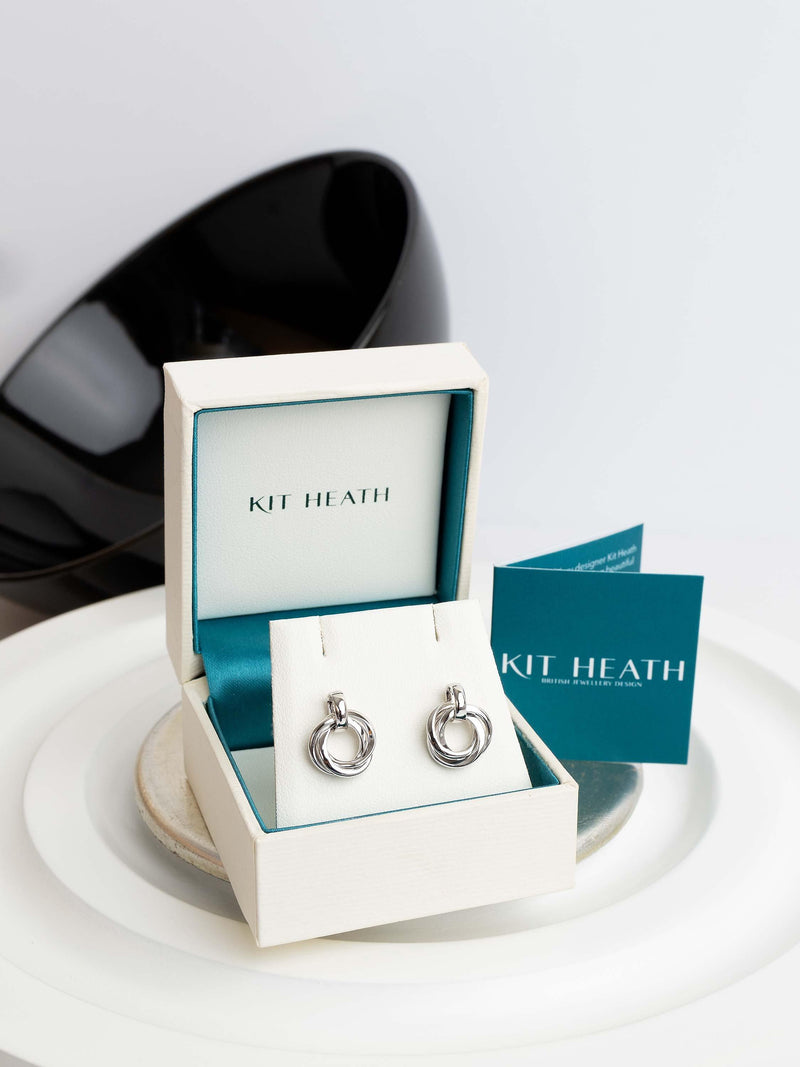 Kit Heath Bevel Trilogy drop earrings silver (British brand)