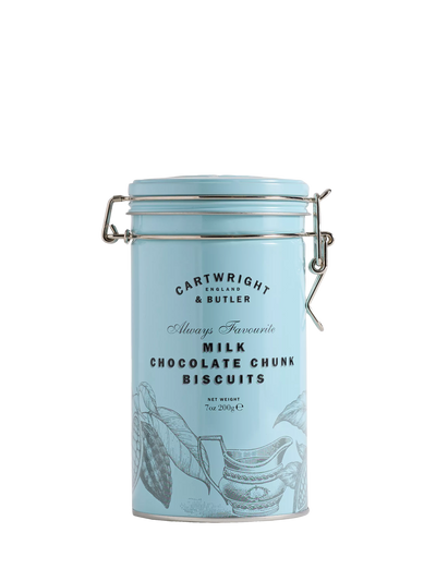 John Lewis Cartwright & Butler Milk Chocolate Chunk Biscuits in Tin 200g- Buy online at McGrocer