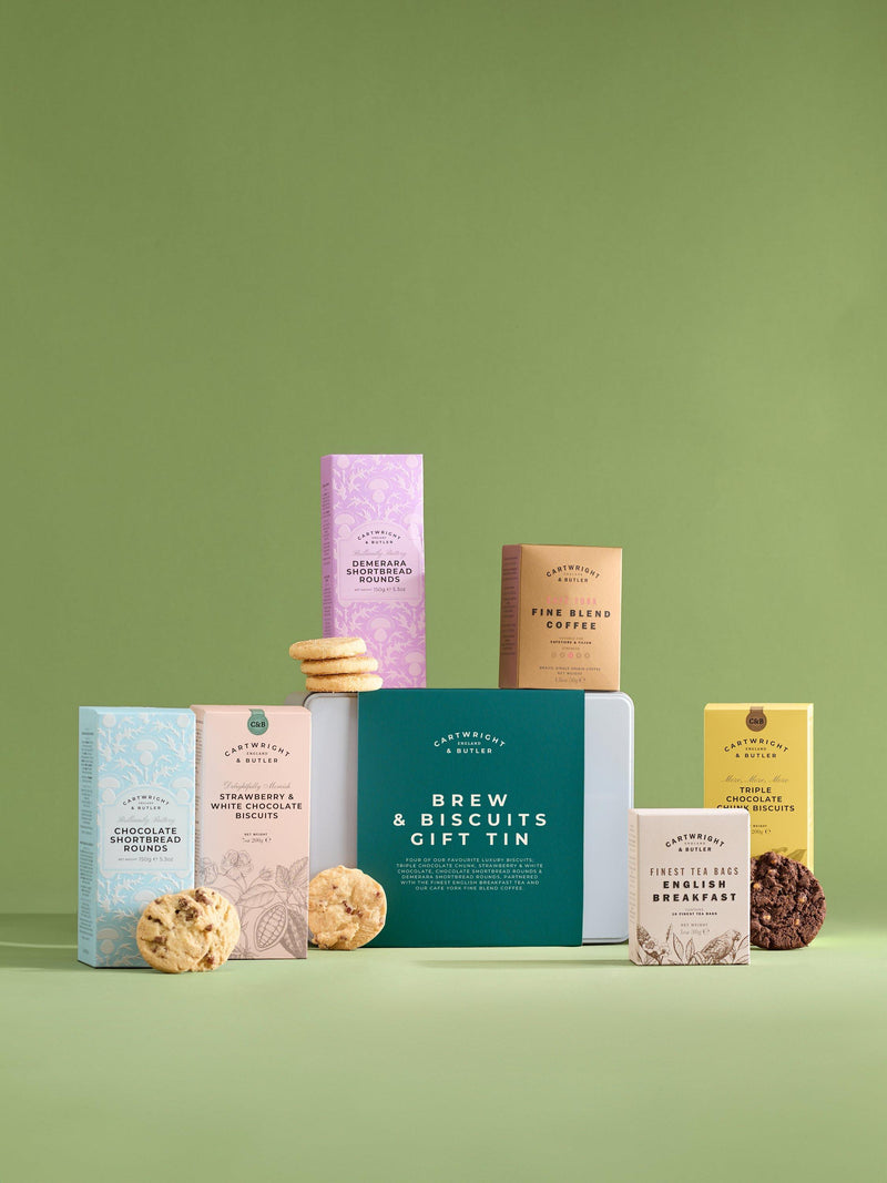 Cartwright & Butler Brew & Biscuit Gift Box with biscuits and tea (British brand)