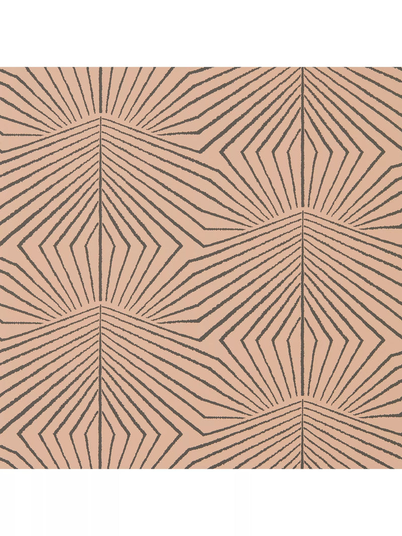 Harlequin Dawning geometric pattern wallpaper in chalky colors, UK version