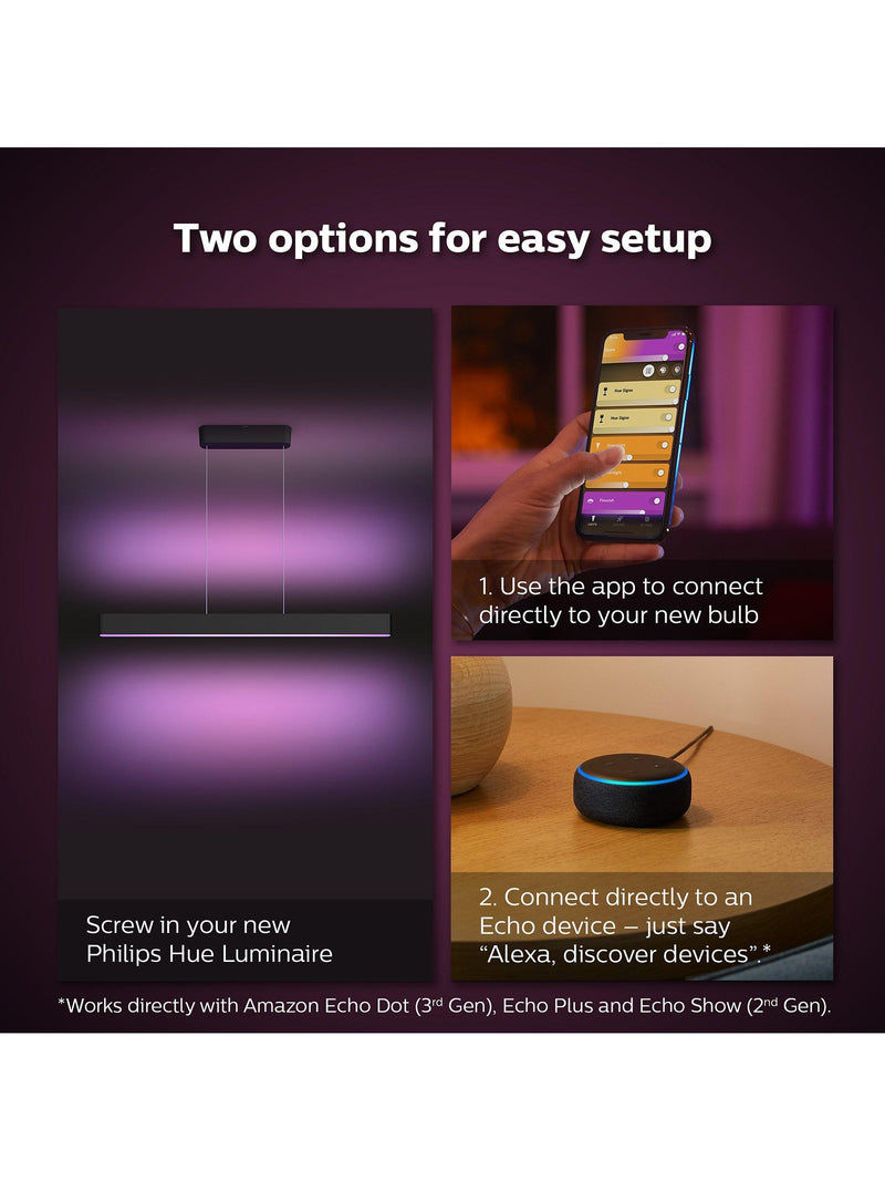 Philips Hue Ensis black smart pendant light, UK version
