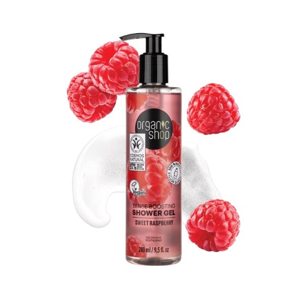 Organic Shop Shower Gel Sweet Raspberry 280ml, imported from the UK