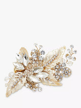 John Lewis Gold Plated Crystal Leaf Hair Slide- Buy online at McGrocer