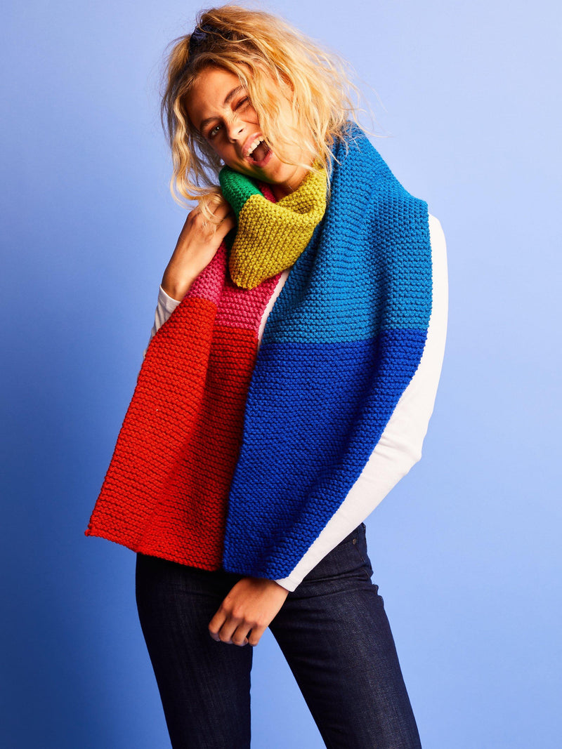 Sirdar colour block scarf knitting kit with yarn and needles (British brand)