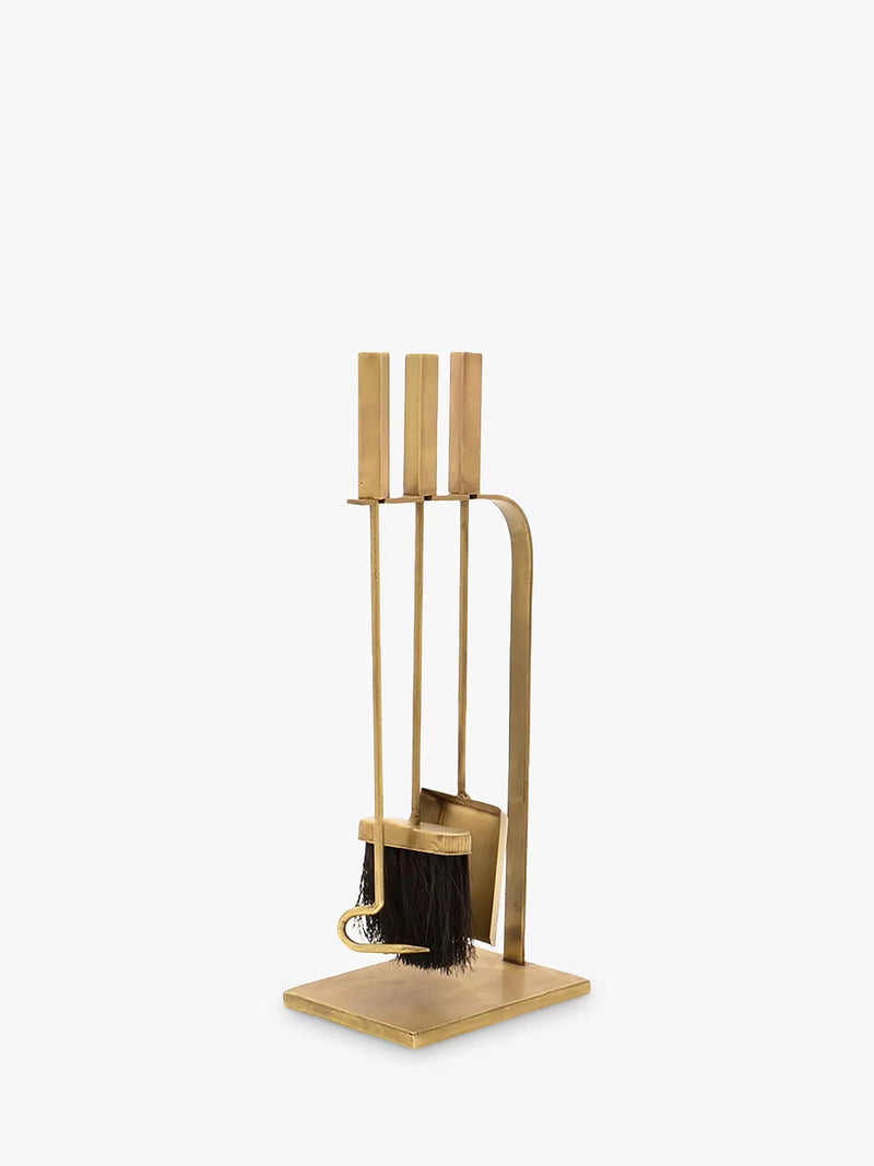 Ivyline 3-piece brass fireside companion set, imported from the UK