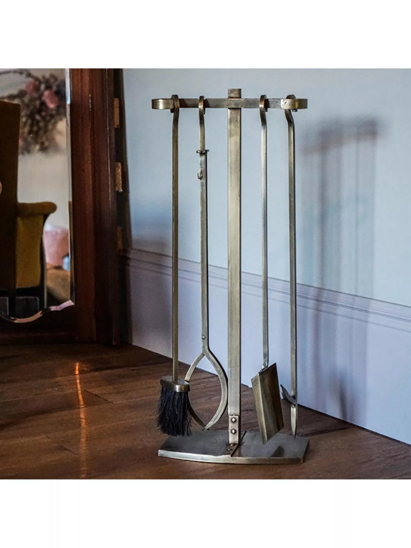 Ivyline brass fireside companion set 4 piece, imported from the UK