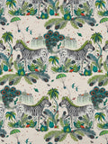 Clarke & Clarke Lost World green linen blend furnishing fabric, imported from the UK