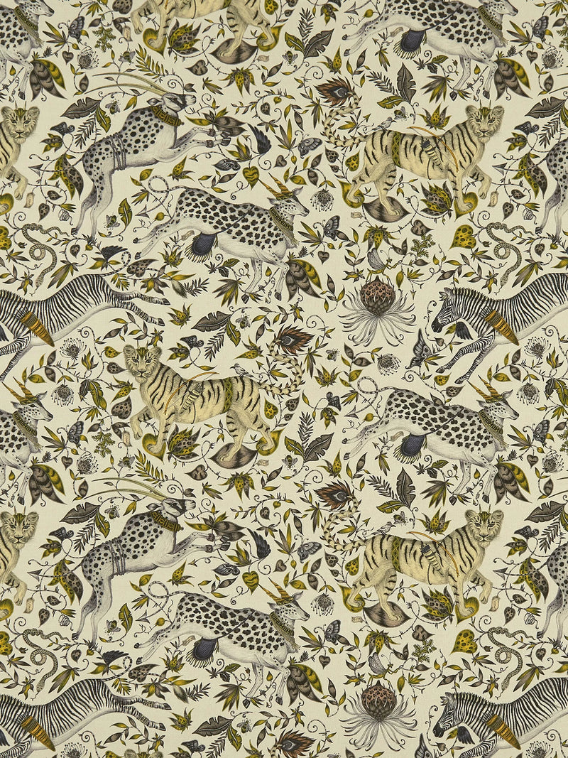 Clarke & Clarke Protea linen blend fabric gold - British product