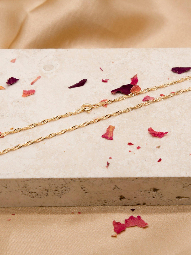 IBB 9ct yellow gold twist link chain necklace 16 inch, imported from the UK