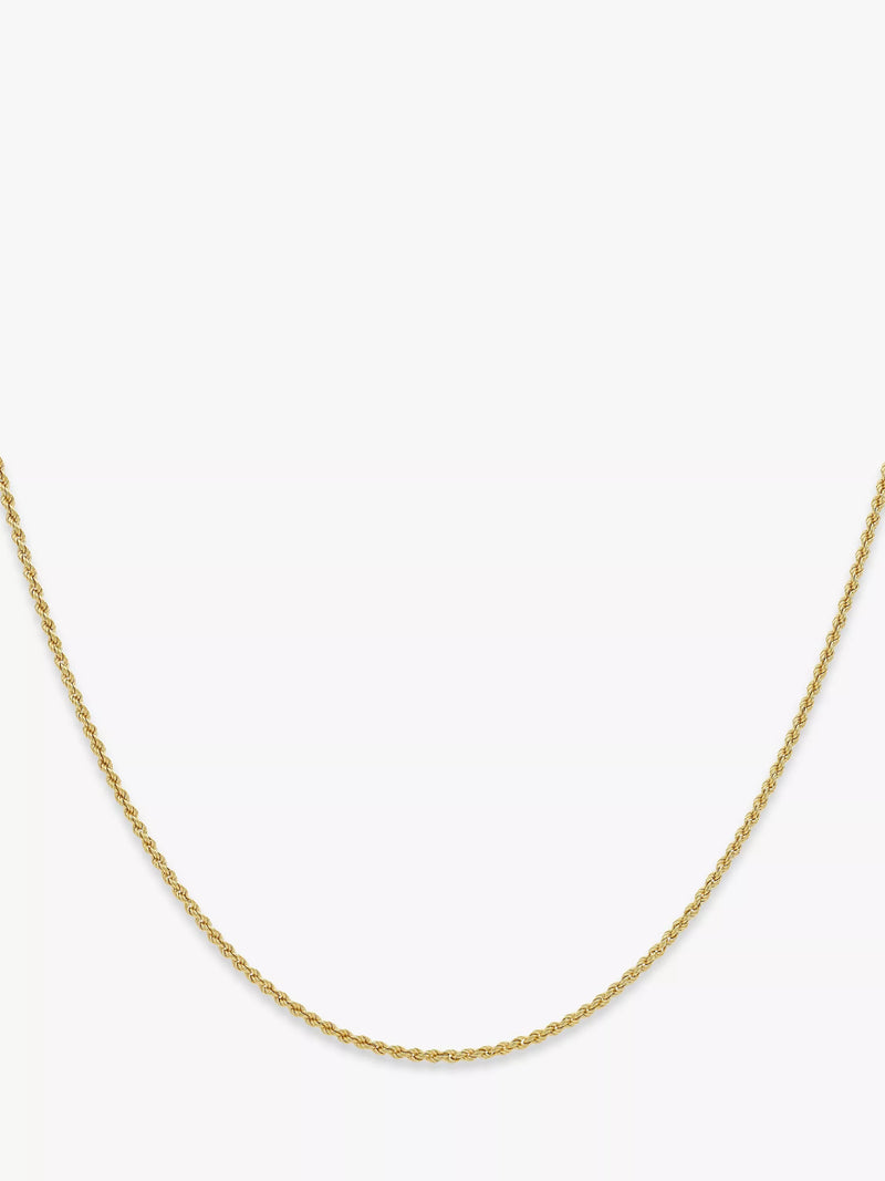IBB 9ct yellow gold rope chain necklace 18 inch (British brand)
