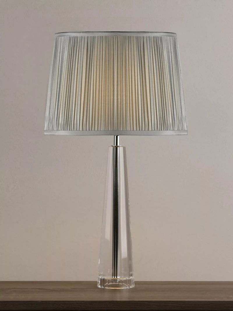 Laura Ashley Blake crystal glass table lamp clear with silk shade, imported from the UK