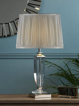 John Lewis Laura Ashley Carson Crystal Table Lamp, Polished Nickel- Buy online at McGrocer