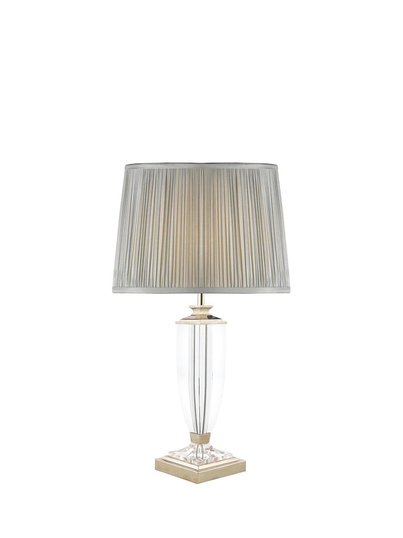 Laura Ashley Carson Crystal Table Lamp polished nickel and sage green shade 52cm, UK version