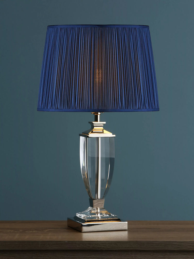 Laura Ashley Carson petite crystal table lamp with nickel finish, UK version