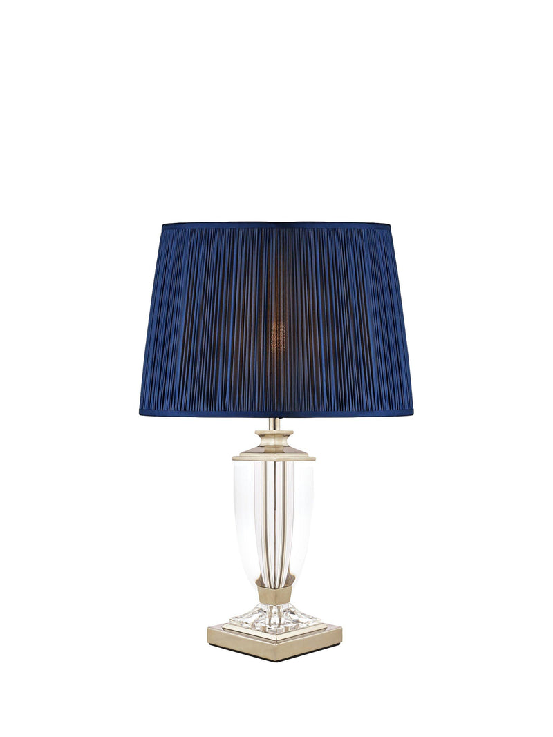 Laura Ashley Carson petite crystal table lamp with nickel finish, UK version