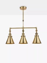John Lewis Laura Ashley Rufus 3 Pendant Bar Ceiling Light Brass- Buy online at McGrocer